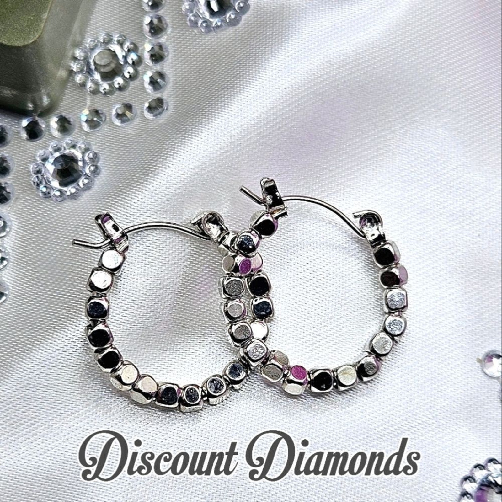 Hoop Earrings 18k White Gold On 925 Sterling Silver
